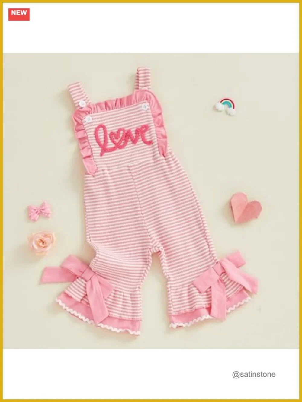 Toddler Girl Lucky Charm Romper Jumpsuit Shamrock Sleeveless Flared Bell Bottoms